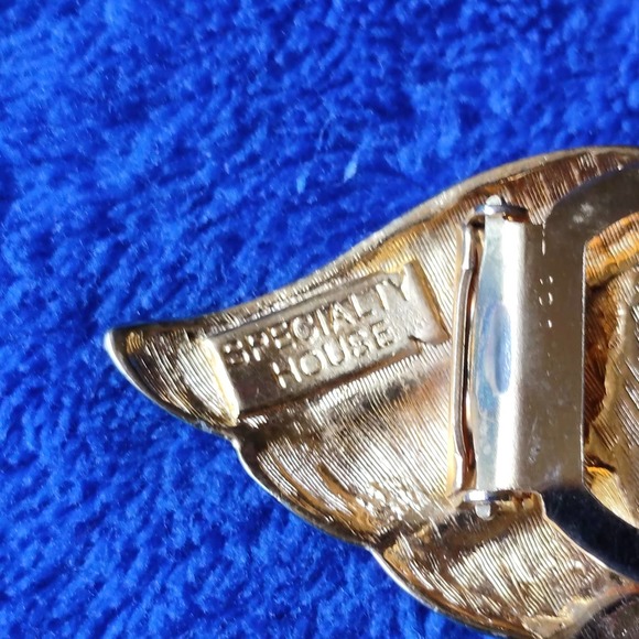 Vintage Specialty House Wing Black Faux Onyx Cabochon Dress Scarf Clip - Picture 6 of 9